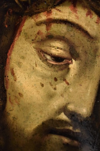 Antiquités - &quot;Ecce Homo&quot; Flemish-Spanish Master, oil on copper 16th century